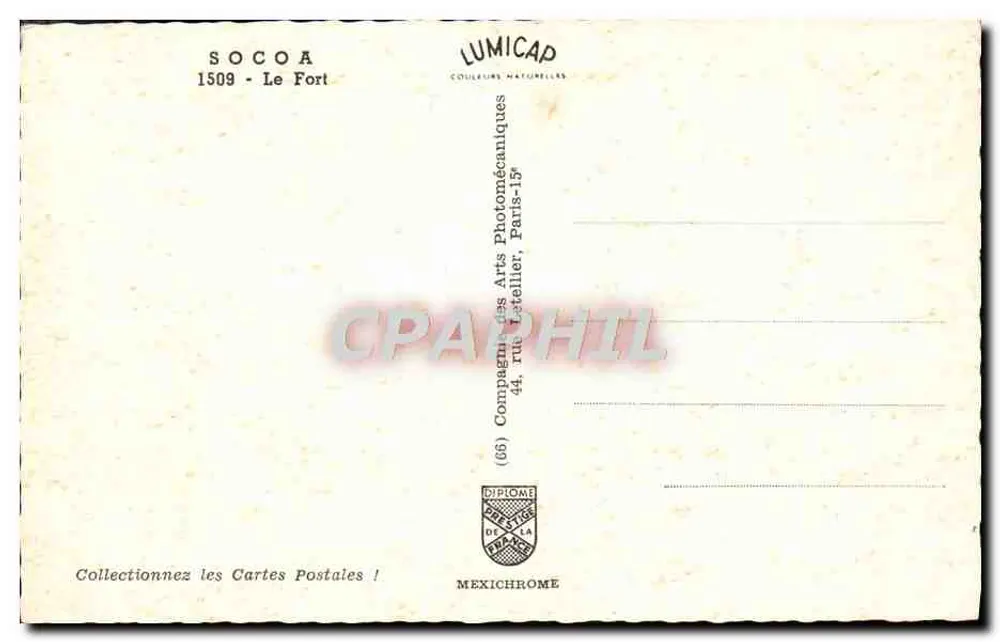 O Forte de Socoa — Socoa — editor SOCOA, n° 1509 - Verso
