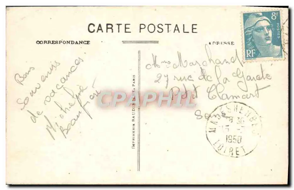 Malesherbes - A Ponte sobre a Essonne — Impressora Baudin, Paris - Verso