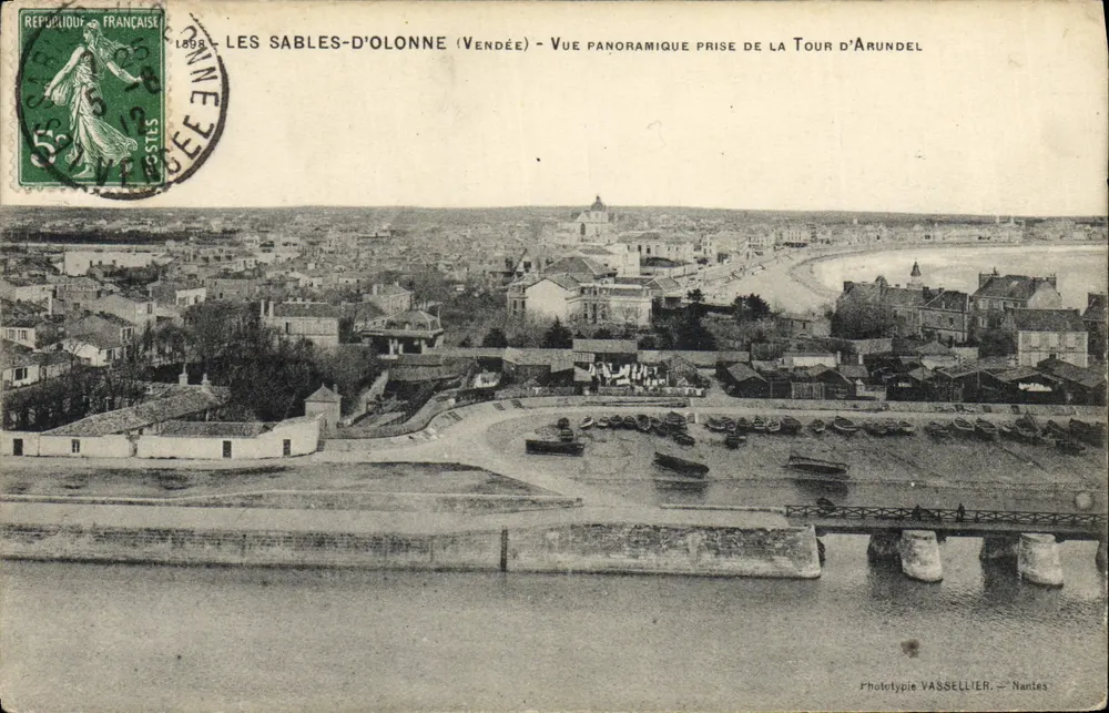 Les Sables-d'Olonne (Vendée) — Panoramablick vom Arundel-Turm — Phototypie Vassellier, Nantes - Vorderseite