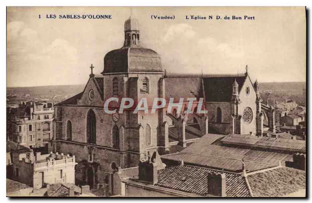 Les Sables-d'Olonne — L'Église N.D. de Bon Port — J.M. Martin, photo, 45, Rue du Palais - Recto