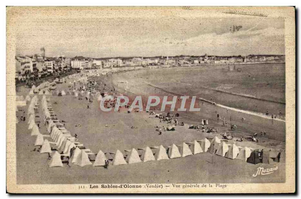 Les Sables-d'Olonne (Vendée) — Vista general de la Playa — Merais, n°311 - Anverso