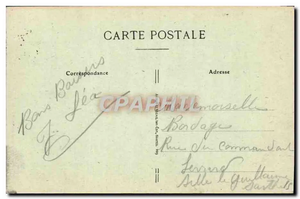 Sables d'Olonne — Lembrança — Editor desconhecido, número de série não visível - Verso