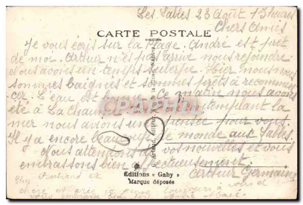 Les Sables-d'Olonne (Vendée) — O Farol da Doca — Saby - Verso