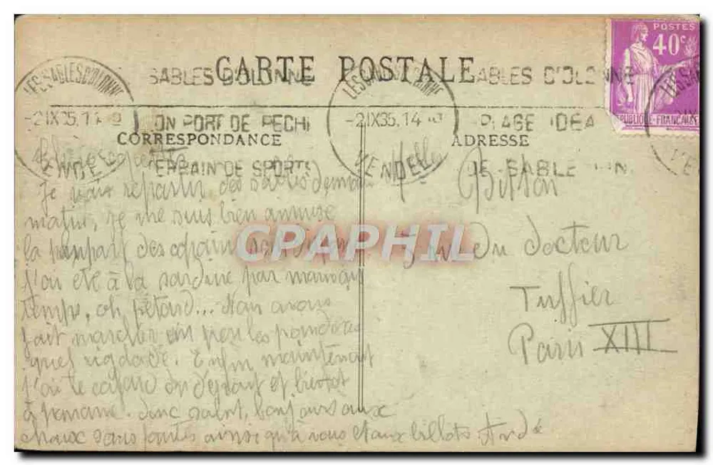 O marinheiro e a sablaise — Les Sables-d'Olonne — Limousin, editor, n°23 - Verso