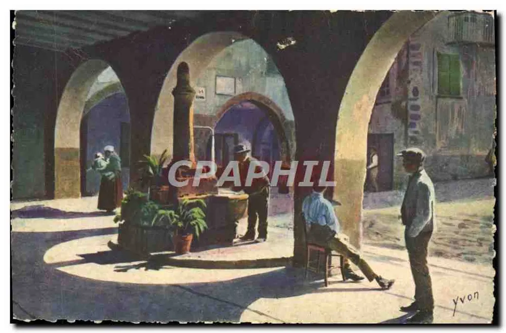 Sospel (Alpes-Maritimes) — Arcaden und alte Fontäne — Éditions d'Art Yvon, n°25 - Vorderseite