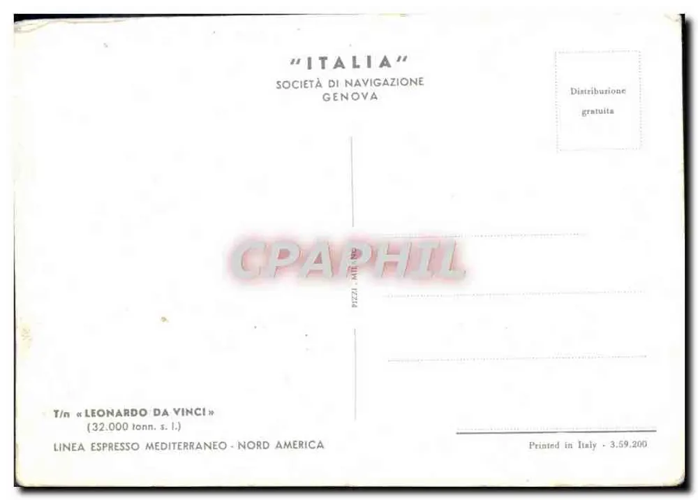 Cruiser Leonardo da Vinci — Spółdzielnia Żegluga Genewa — seria 3.59.200 - Rewers