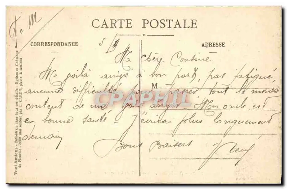 Amiens - A Biblioteca — Objectif Lacour-Berthiot, n° 393 - Verso