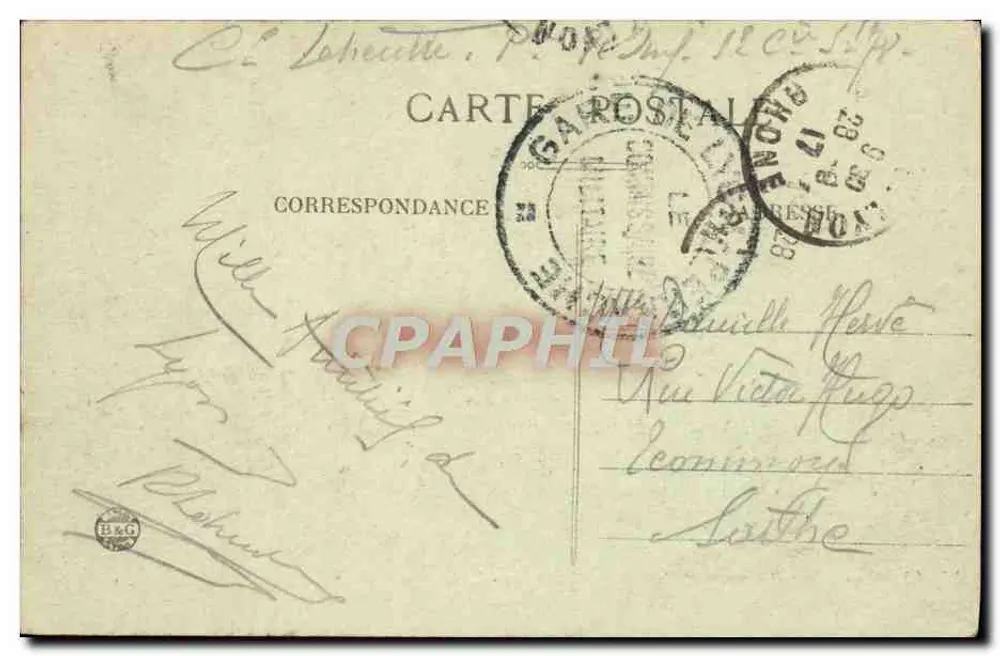 LYON — Place Bellecour und Coteau de Fourvière — E.R. - Rückseite