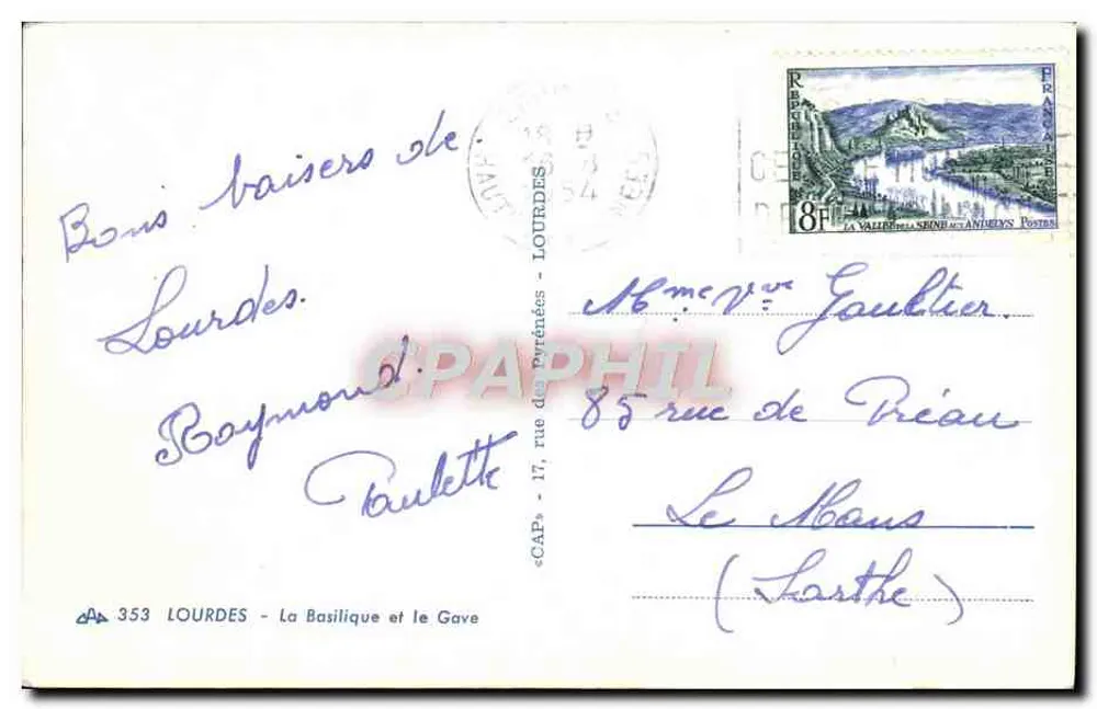 Lourdes — A Basílica e o Gave — editor CAP, n° 353 - Verso