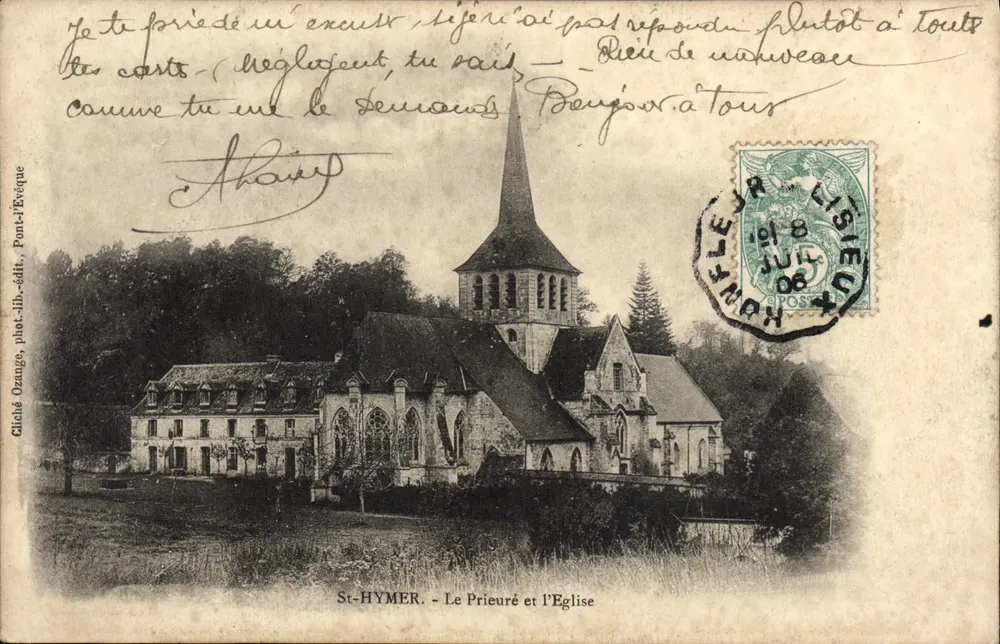 St-Hymer - A Prioria e a Igreja — Cliché Ozange, fot.-lib.-edit., Pont-l'Évêque - Frente