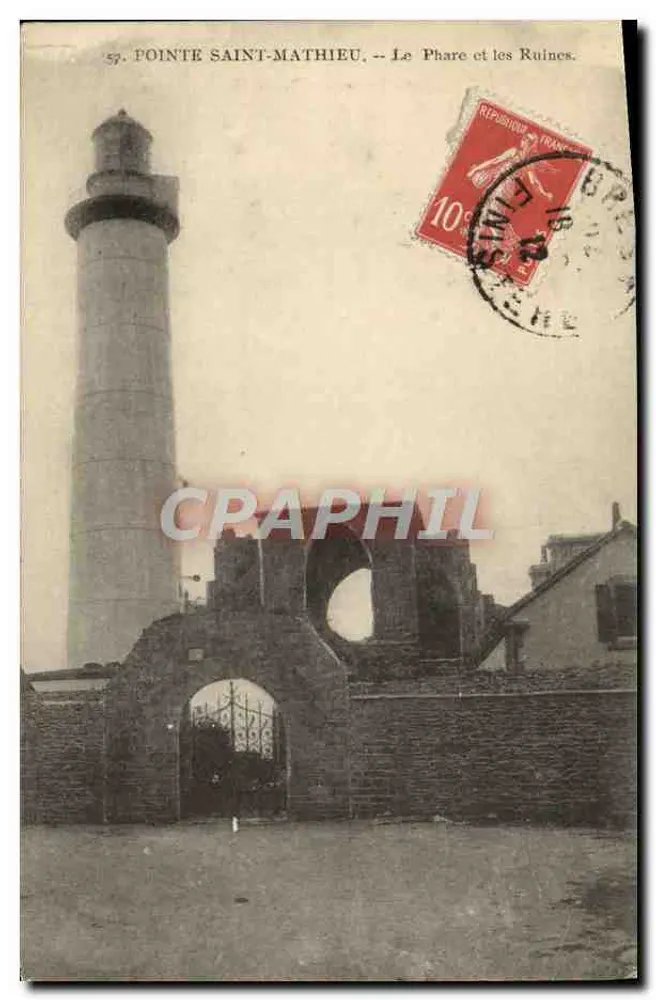 Pointe Saint-Mathieu — The Lighthouse and the Ruins — Photo-Litho. By Cujjere, Brest n°57 - Front