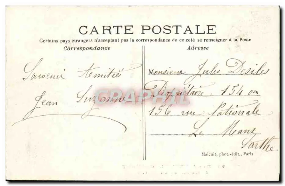 Wald von Meudon - Clamart — Der Hohlweg — Malcuit, Foto-Verlag, Paris - Rückseite