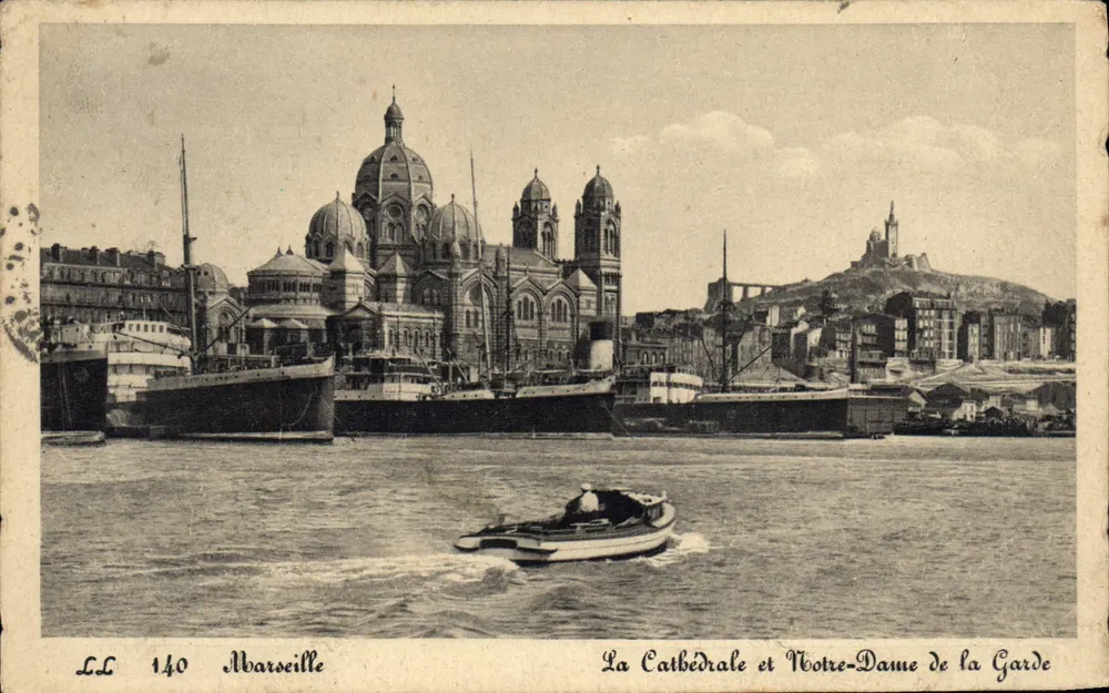 Marseille — Die Kathedrale und Notre-Dame de la Garde — LL 140, Cie des Arts Photomécaniques Synasboung-Schiltigheim - Vorderseite