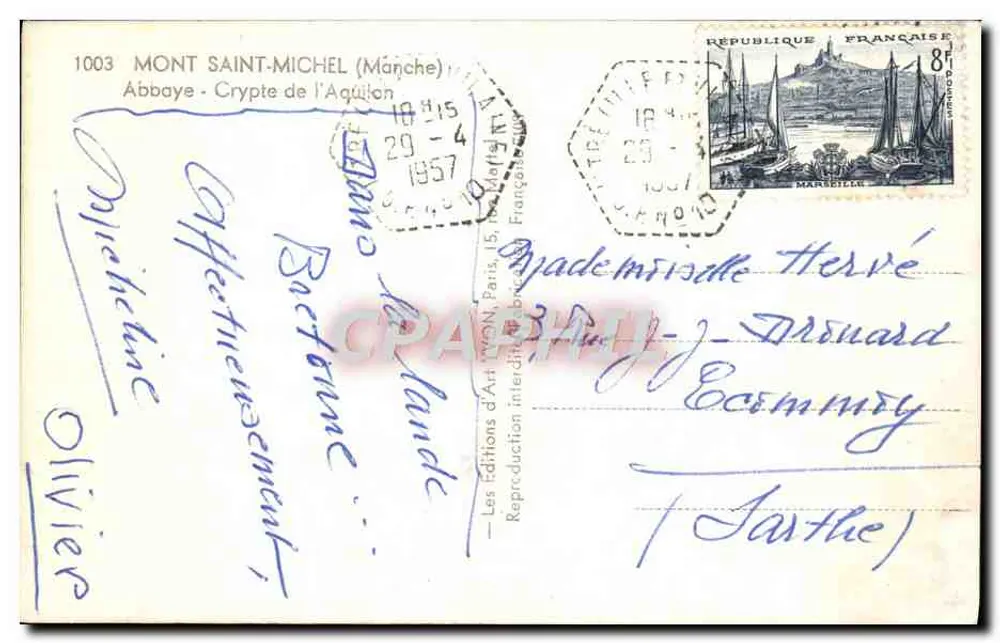 Cripta do Aquilão — Mont Saint-Michel (Manche) — Les Éditions d'Art Nyon - Verso