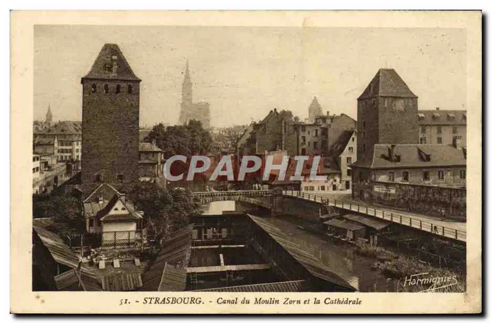 Straßburg - Ansicht des Moulin Zorn-Kanals und der Kathedrale — Edition Harmignies, n° 51 - Vorderseite