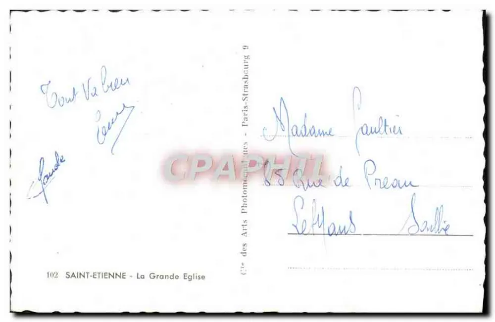 Saint-Étienne — La Grande Église — éditeur Cie des Arts Photographiques - Rückseite