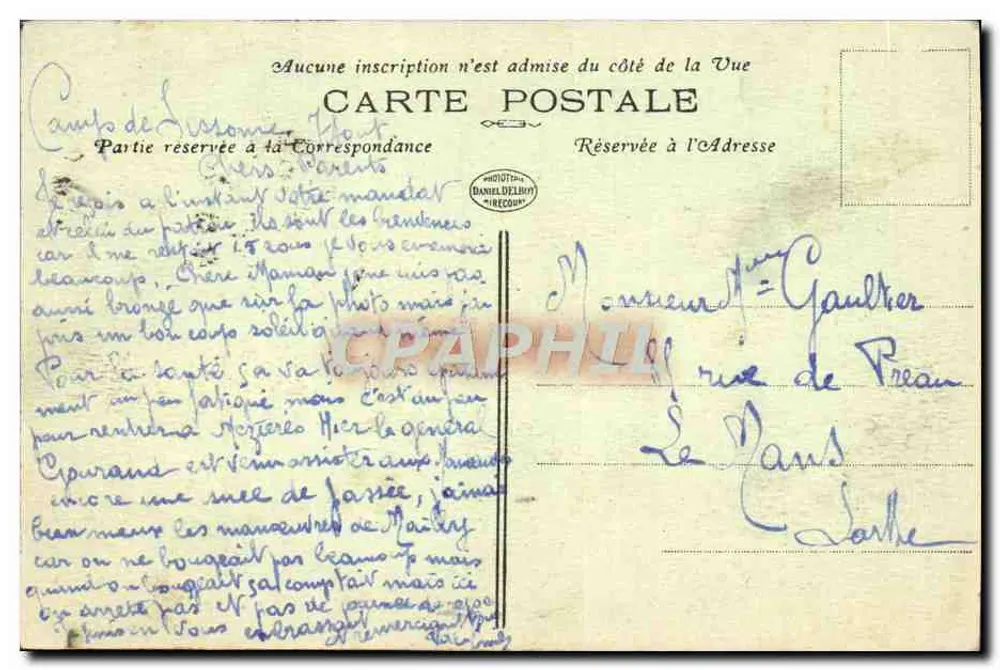 Camp de Sissonne — Gruppe von Zelten — Das Wasserwerk — Edition Douet - Rückseite