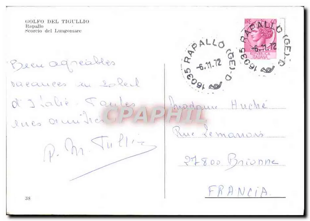Rapallo — Golfo del Tigullio — n°38 - Verso