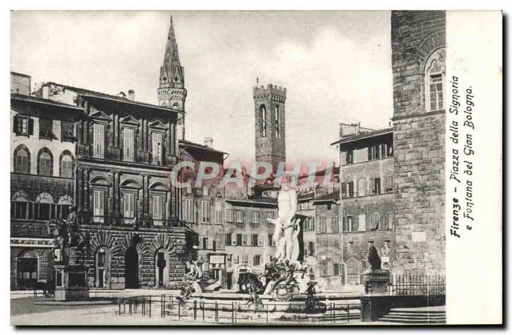 Piazza della Signoria - Fontana del Gigante, Florença — editor Matthey & Cie, número de série não visível - Frente