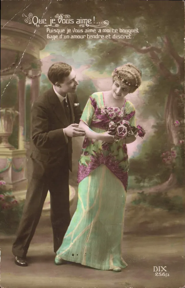Je vous aime — scène d'offrande de bouquet — éditeur DIX n° 256/3 - Vorderseite
