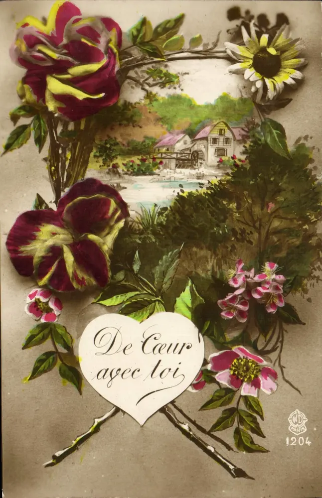 Coração comigo — paisagem com moinho — editor Paris, n° 1204 - Frente