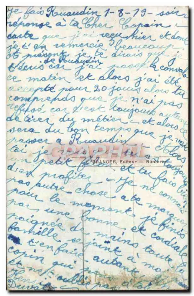 Junges Paar mit Rosen und Lorbeer — Verlag Branger, Nanterre, n° 4222 - Rückseite