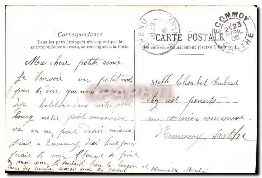 Casal apaixonado — poema de amor — República Francesa, n° 117 - Verso