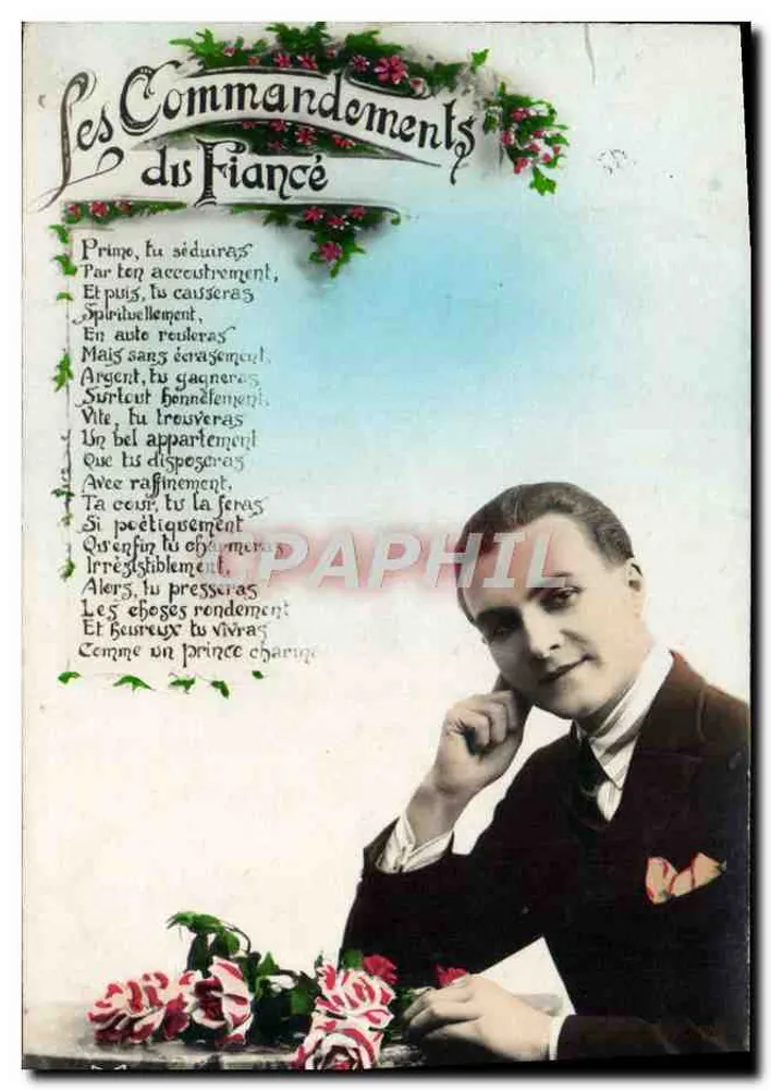 Os Mandamentos do Noivo — poema humorístico — editor não visível - Frente