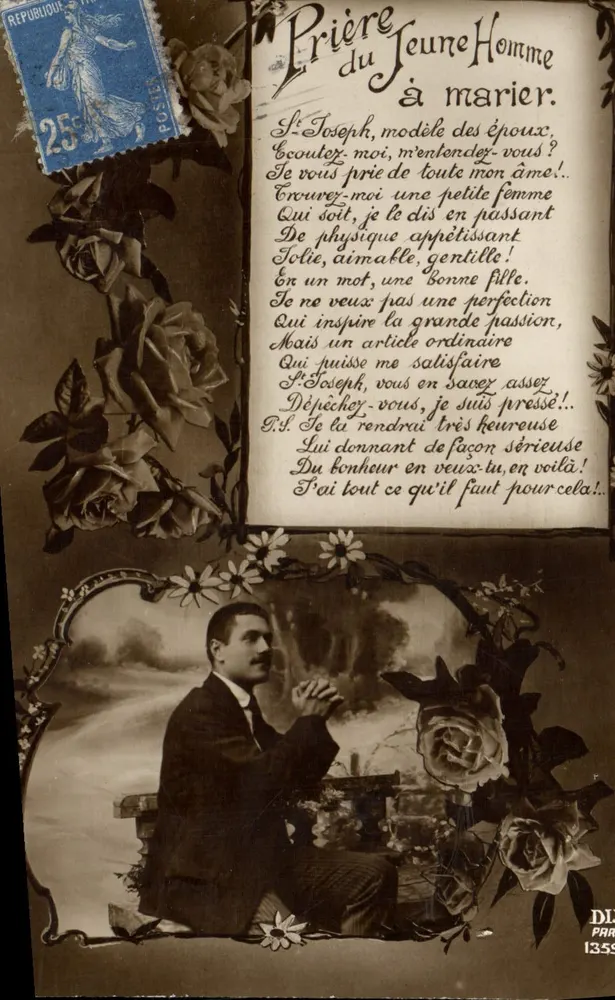 Gebet des jungen Mannes, der heiraten will — Heiliger Joseph — Verlag D.L.I. Paris, Nr. 1355 - Vorderseite