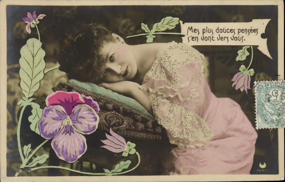 Junge Frau in einem rosa Kleid — Gedanken — Paris, Nr. 3104 - Vorderseite