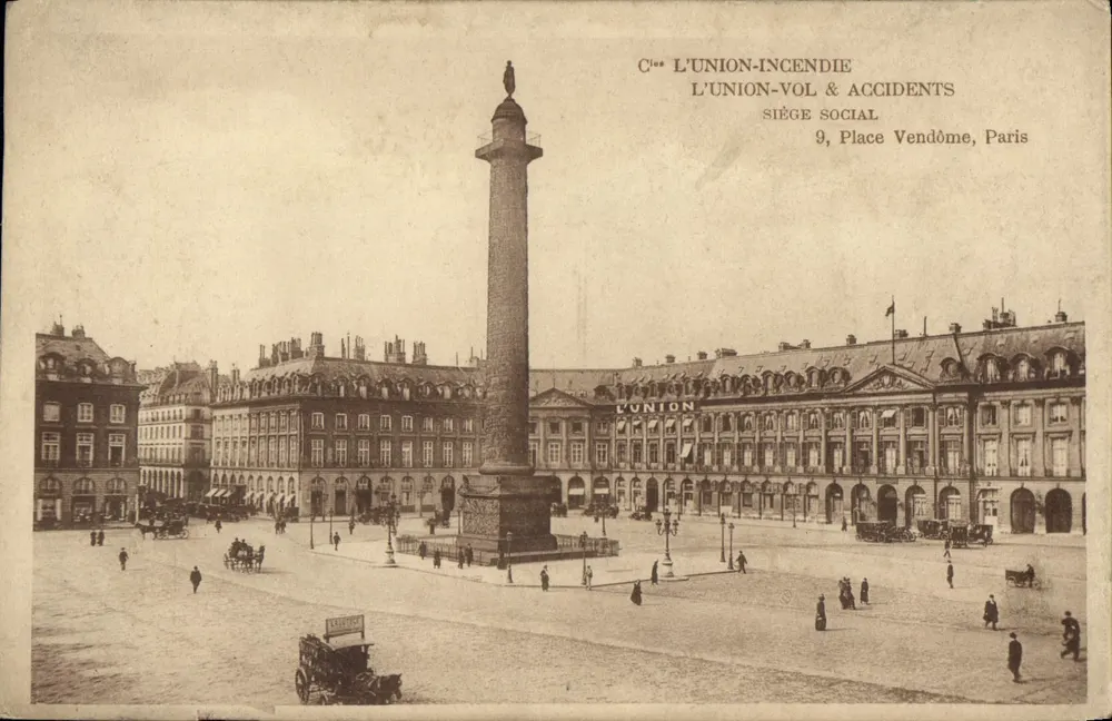 Place Vendôme — colonne monumentale — Cie L'Union-Incendie, siège social 9, Place Vendôme, Paris - Frente