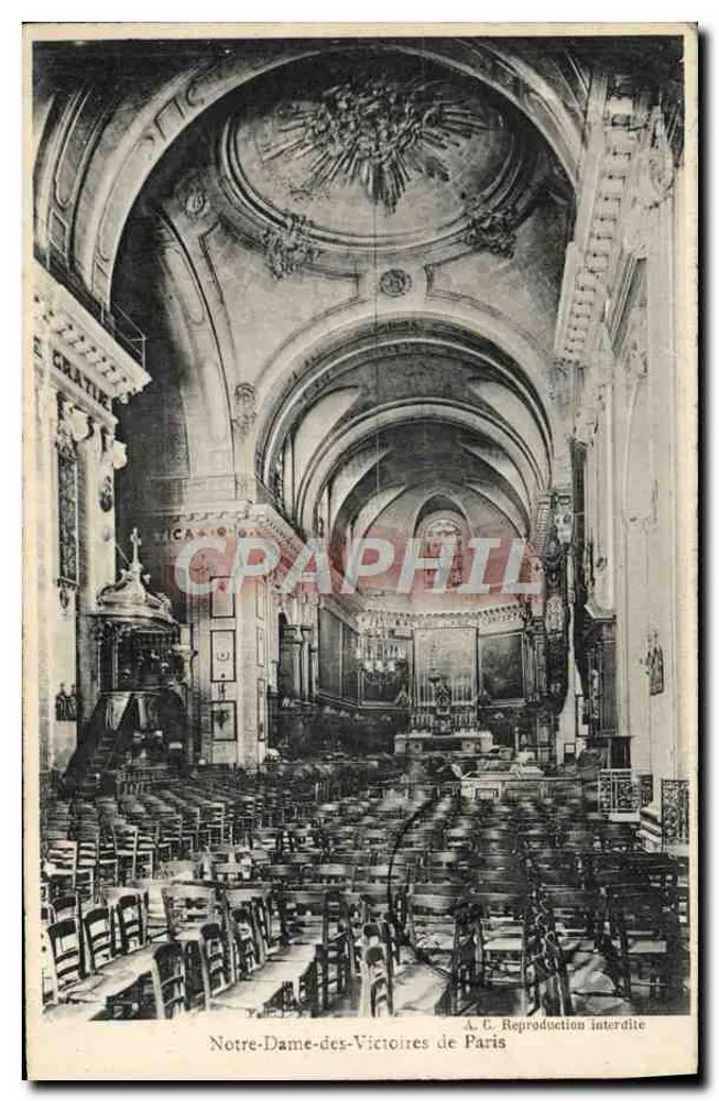 Notre-Dame-des-Victoires in Paris — Innenraum — A. C. Nachahmung verboten - Vorderseite