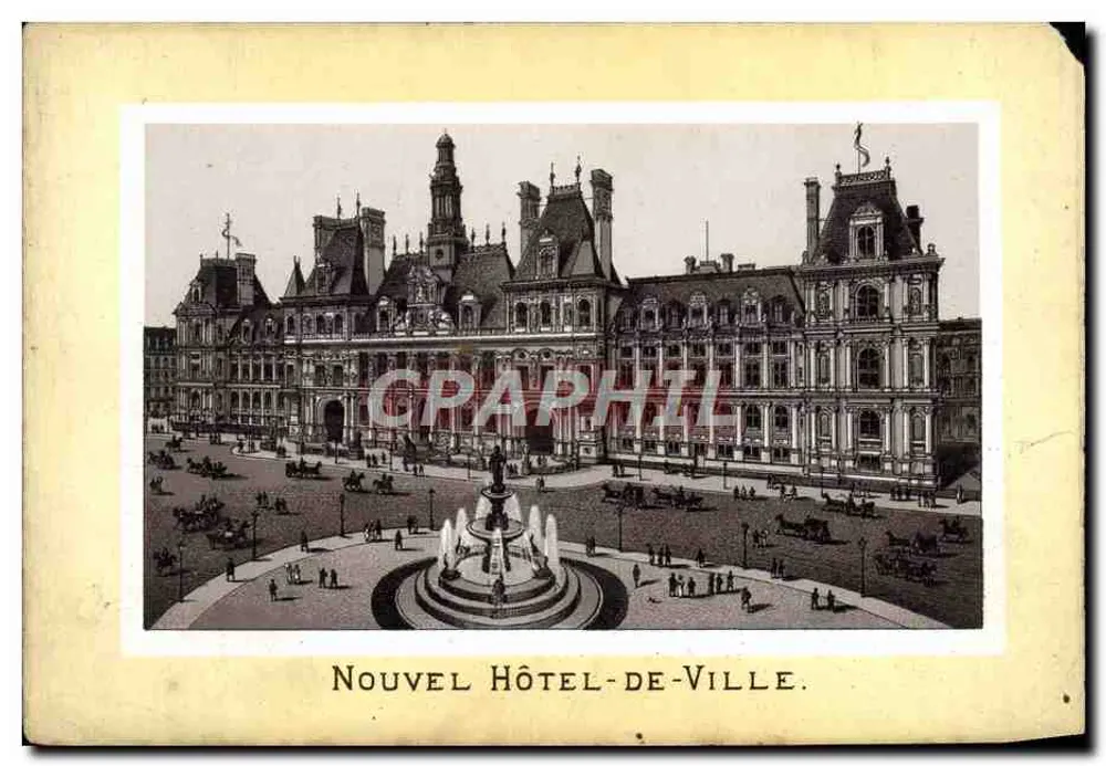 Nouvel Hôtel-de-Ville — vue de la place avec fontaine — éditeur : CPAPHIL, n° de série non visible - Frente