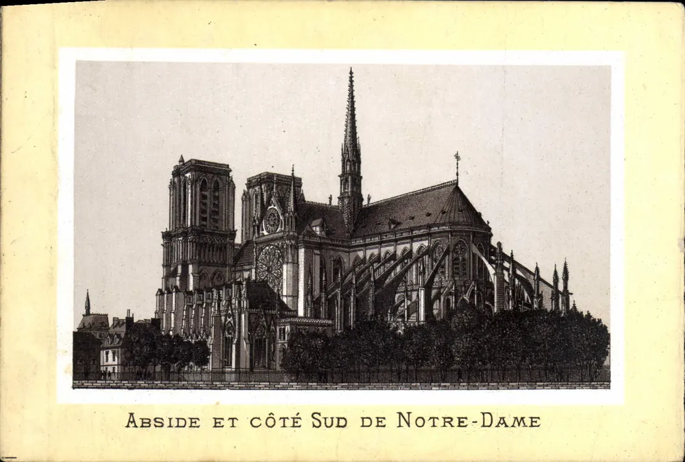 Abside et côté Sud de Notre-Dame — vue gravée — éditeur non visible - Voorkant