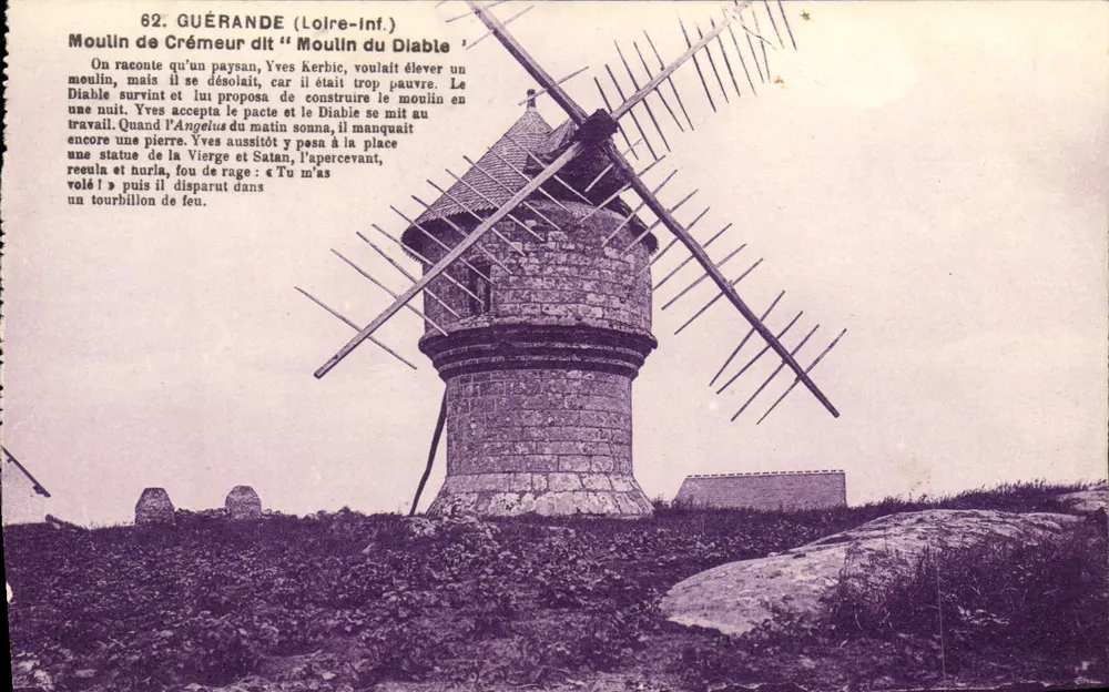 Guérande (Loire-Inf.) — Crèmeur-Mühle, genannt « Moulin du Diable » — F. Chapeau, Verlag, Nantes - Vorderseite