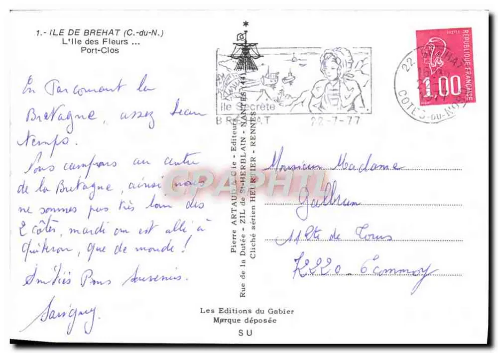 Eiland Bréhat (C.-du-N.) — Port-Clos — Pierre Artaud & Cie, Uitgevers - Achterkant