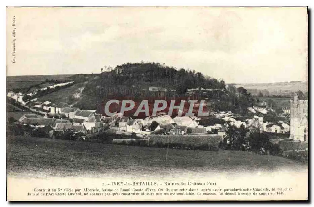 Ivry-la-Bataille — Ruinen des befestigten Schlosses — Ch. Forcault, Verlag Droux - Vorderseite