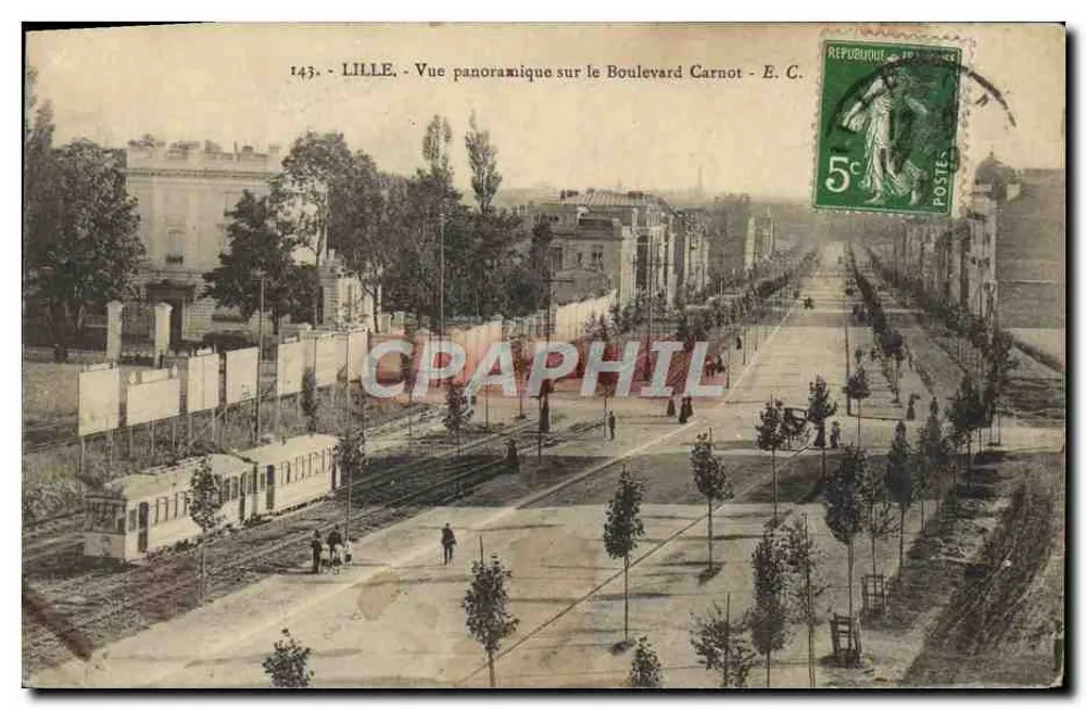 LILLE - Panoramablick auf den Boulevard Carnot - E. C. - Vorderseite