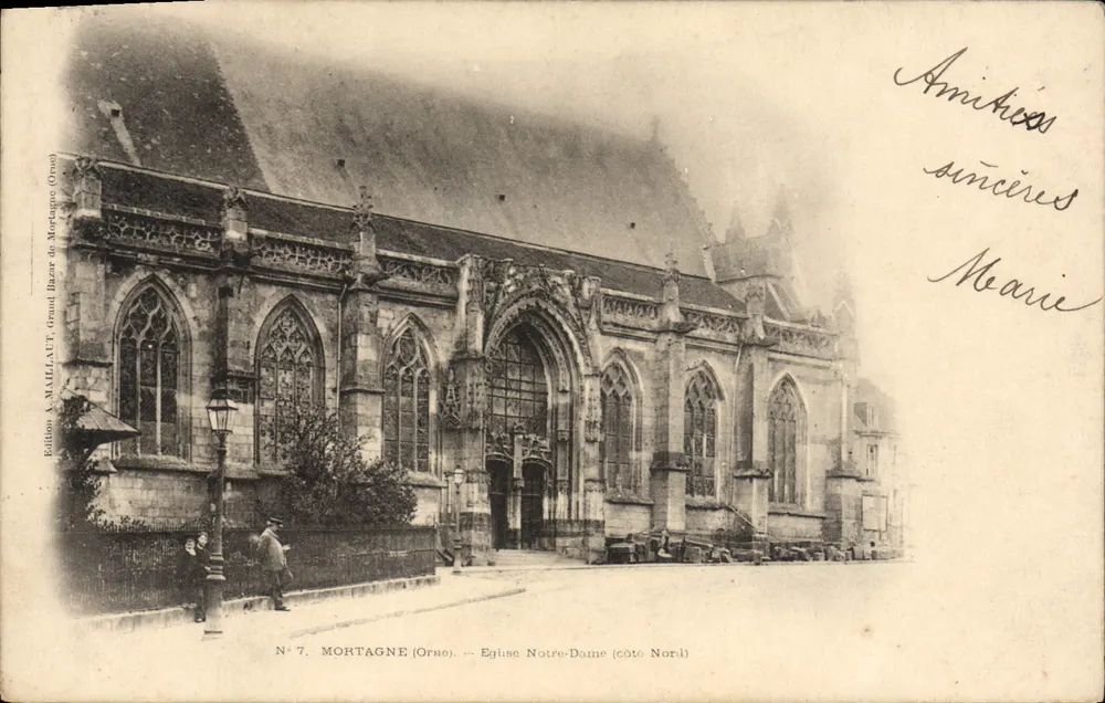 Mortagne (Orne) — Kirche Notre-Dame (Nordseite) — Ausgabe A. Maillaut, Grand Libraire von Mortagne (Orne), Nr. 7 - Vorderseite