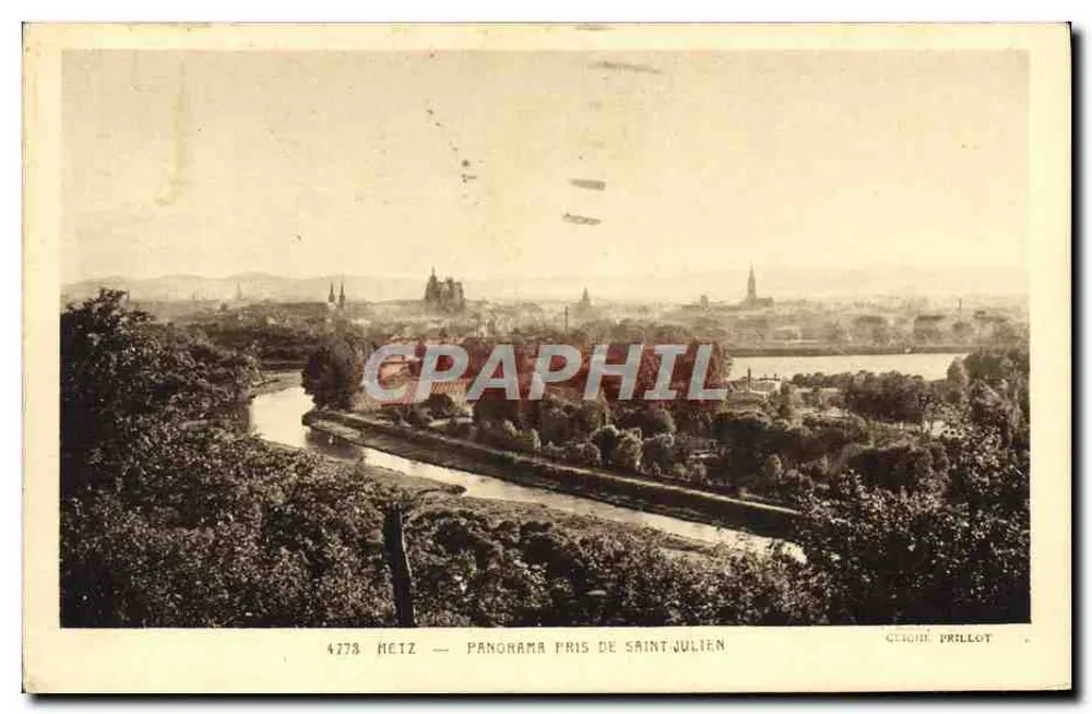 Metz — Panorama tirado de Saint-Julien — Cigogne Prillot, n°4778 - Frente