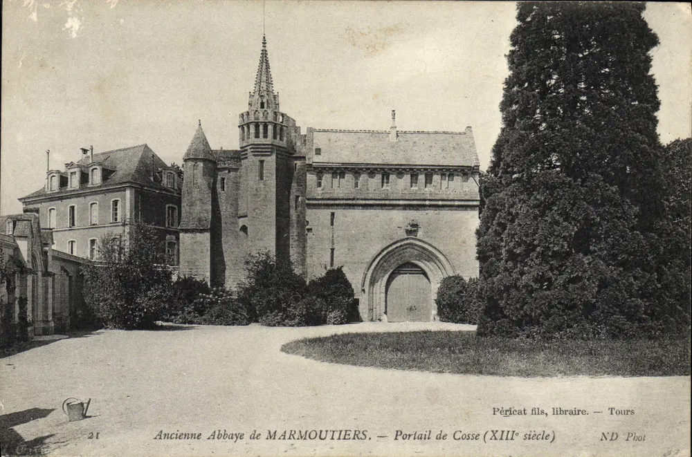 Alte Abtei von MARMOUTIERS — Portal von Cosse (13. Jahrhundert) — Péricat fils, Buchhändler — Tours - Vorderseite