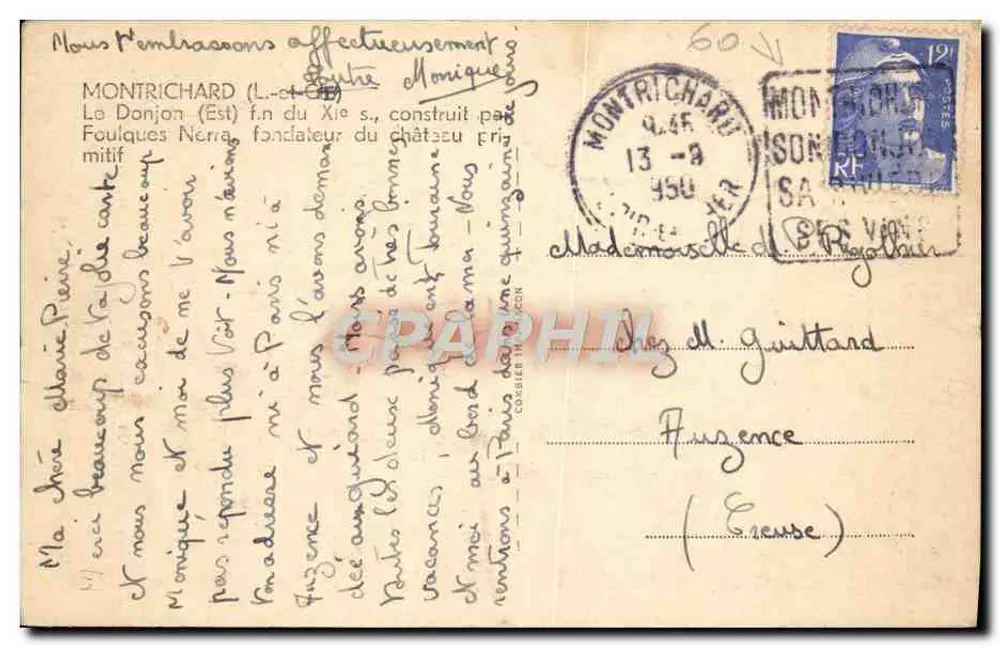 Castelo de Montrichard — ruínas e igreja — C. Impr. (editor desconhecido) - Verso