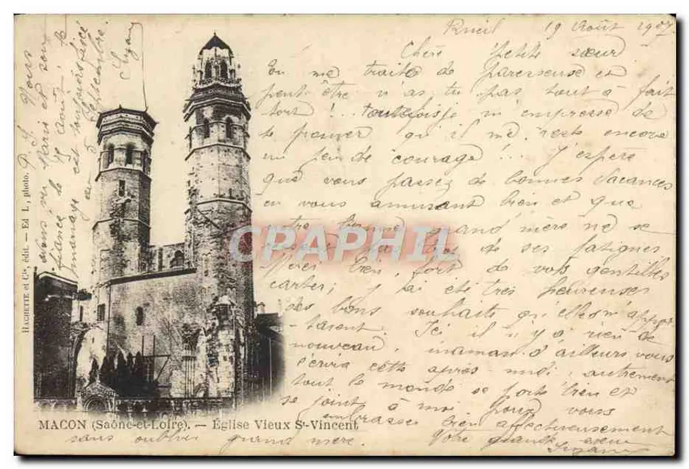 Mâcon (Saône-et-Loire) — Chiesa di San Vincenzo Vecchio — HAGETTE et Cie, fot. - Recto