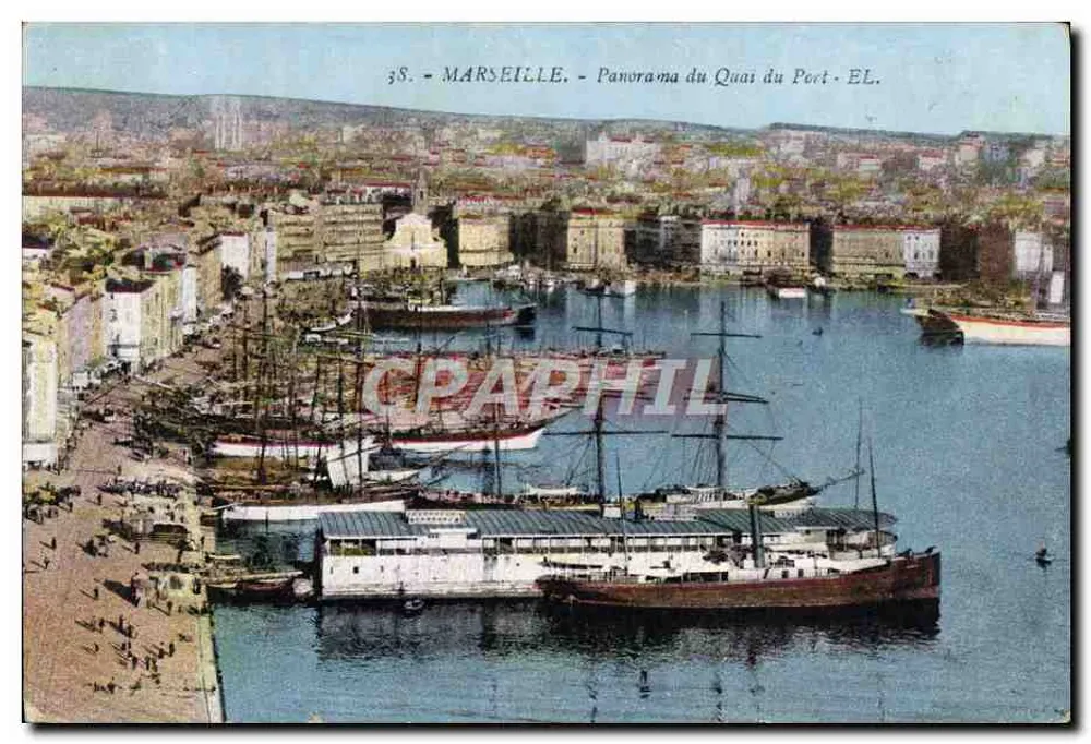 MARSEILLE - Panorama des Hafendamms - EL. - 38 - Vorderseite