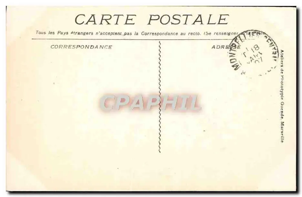 Montpellier - Facha da Catedral — editor Ateliers de Phototypie Queride, n° 390 - Verso