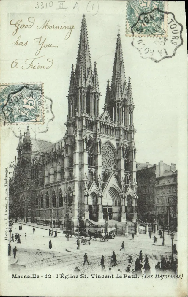 Marseille - Kirche Saint Vincent de Paul — (Die Reformierten) — Phototypie E. Lacout, rue Thubanega - Vorderseite