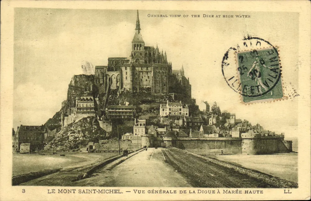 Mont Saint-Michel — Allgemeiner Blick auf den Deich bei Ebbe — LL - Vorderseite