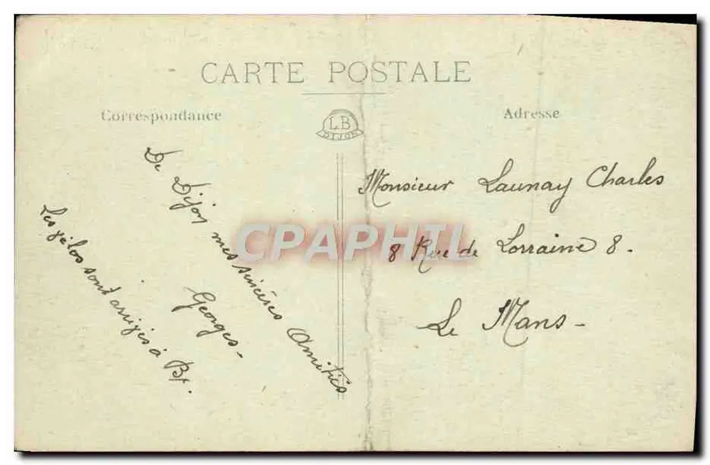 Dijon — Rue Claude-Ramey — Halles Centrales — Éditeur : C. L. B. (imprimé sur la carte) - Verso