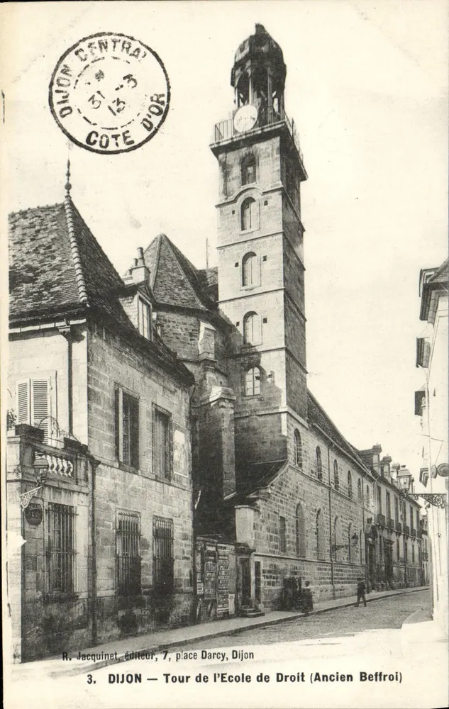 Dijon — Turm der Rechtsakademie (ehemaliger Glockenturm) — R. Jacquinet, Verlag, 7, place Darcy, Dijon - Vorderseite