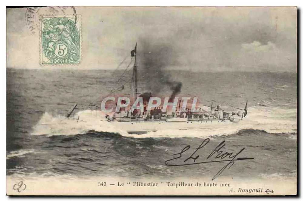 O "Flibustier" — Torpedeiro de alto-mar — A. Bougault n°543 - Frente